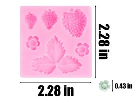 Molde silicona frutilla hojas y flores